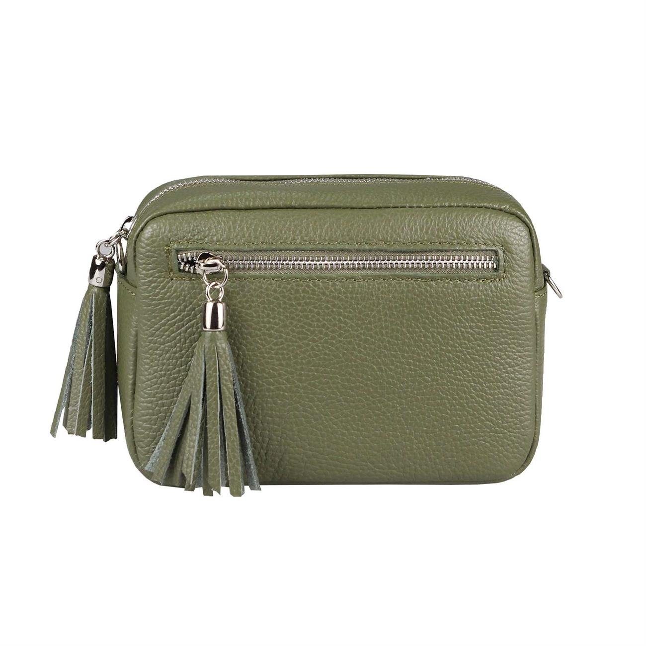 ITALYSHOP24 Schultertasche Made in Italy Damen Leder Tasche CrossOver, als Schultertasche, CrossBody, Umhängetasche tragbar