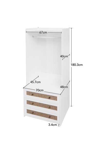 MilestoneHOMELIFE Kleiderschrank Weißer Kleiderschrank mit 3 Schubladen, 18 günstig online kaufen