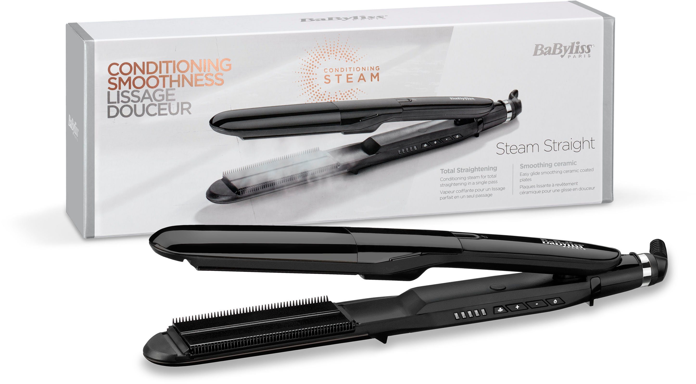 ST492E Straight BaByliss Dampfglätteisen Steam Keramik-Beschichtung, Glätteisen