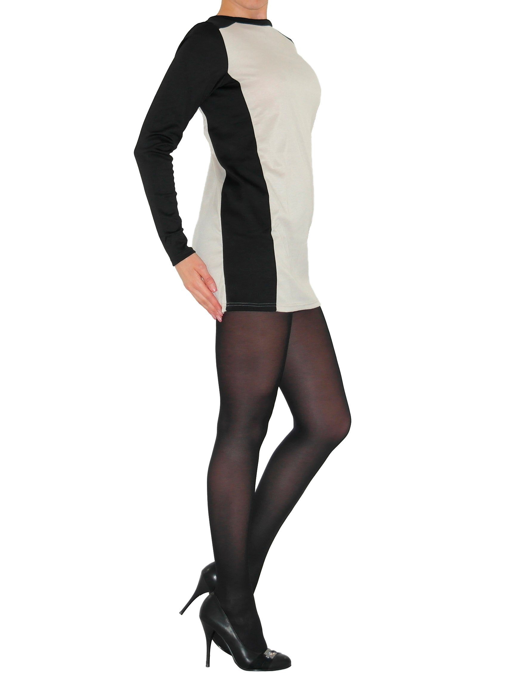 Minikleid Kleid Tunika Mini Minikleid Langarm Longshirt Shirt Top Longtop Beige