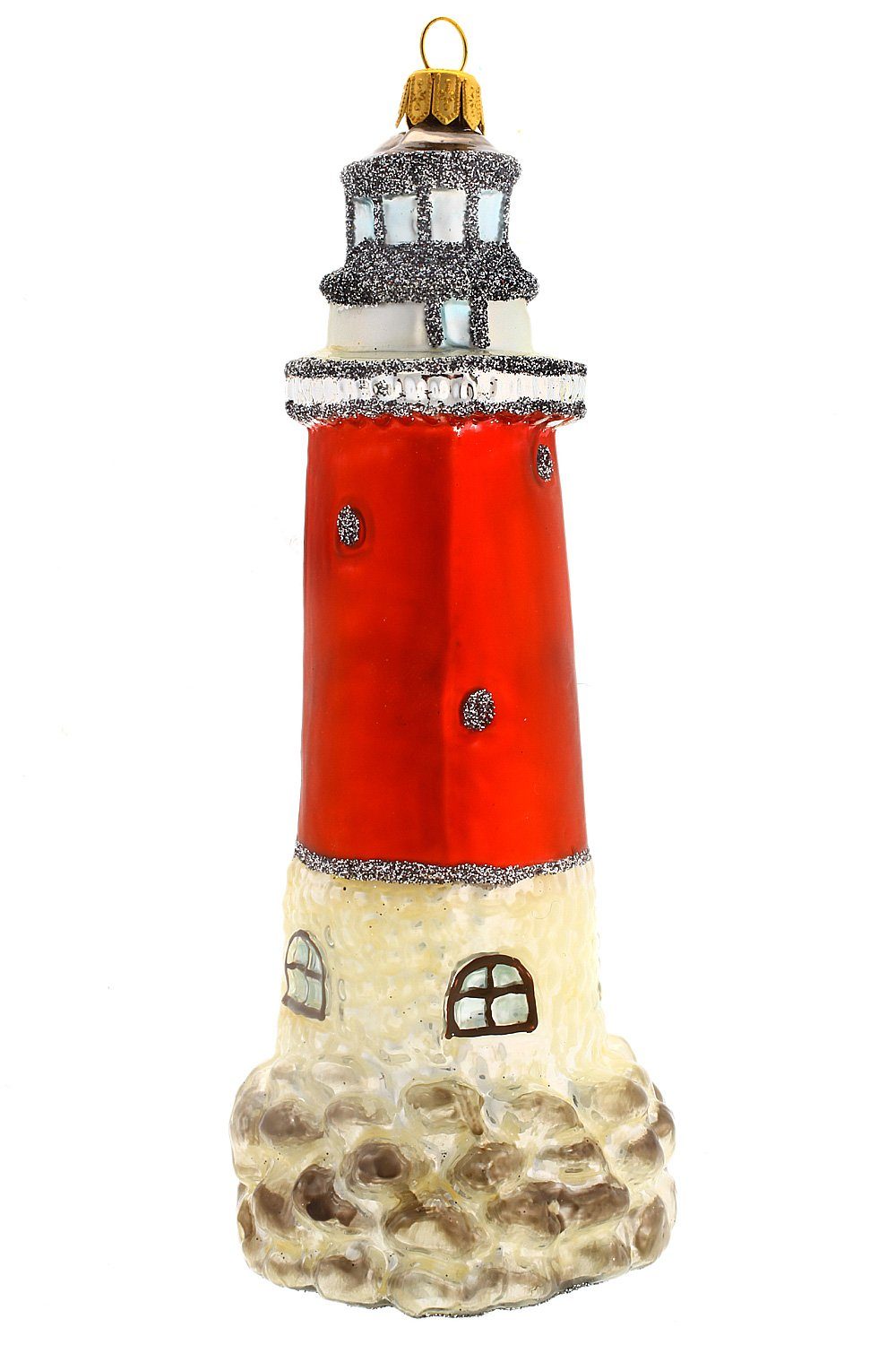 Hamburger Weihnachtskontor Christbaumschmuck Leuchtturm, Dekohänger - mundgeblasen - handdekoriert