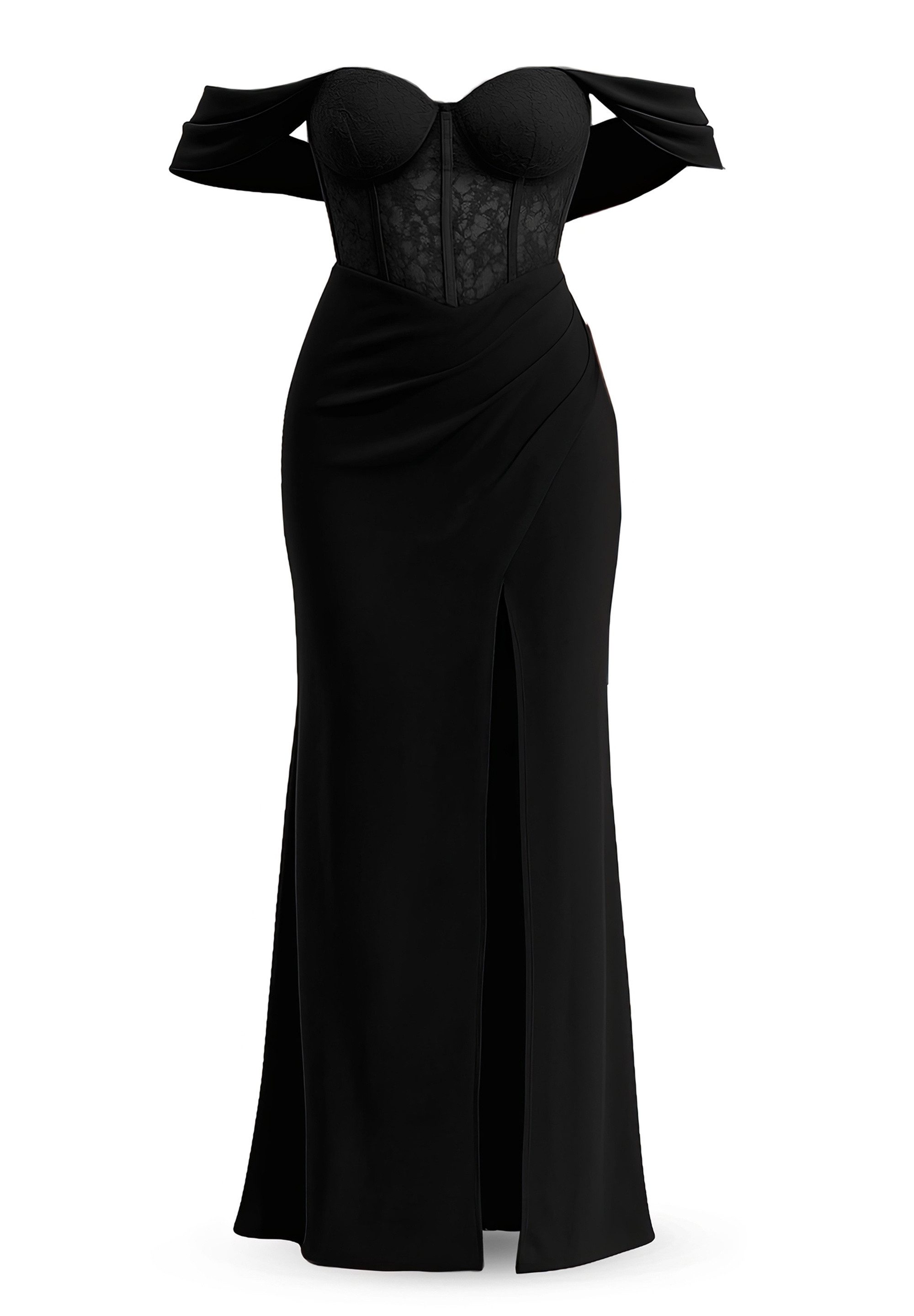 Goddiva Maxikleid Scalloped Lace & Chiffon Winged Corset Bodice Maxi Dress günstig online kaufen