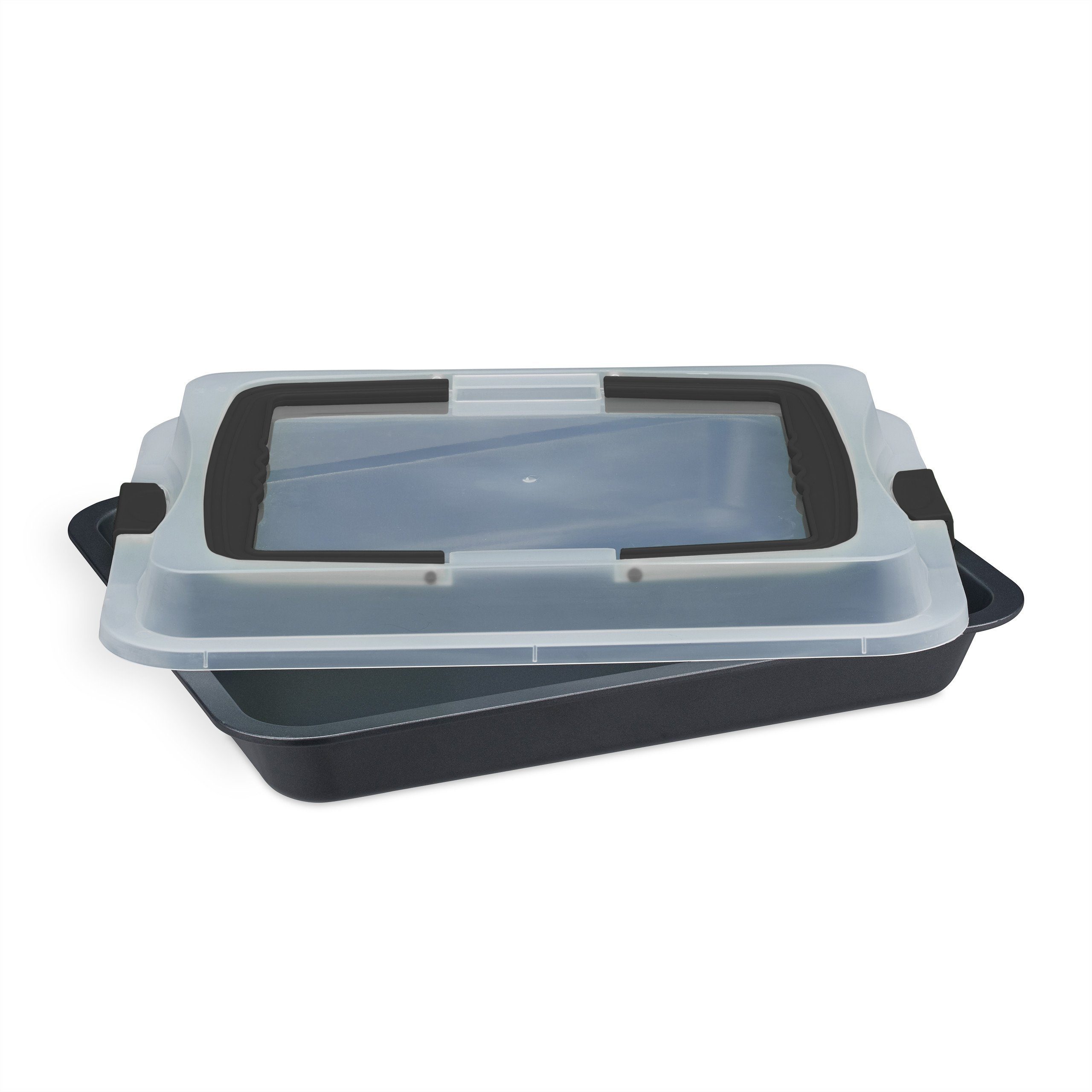 relaxdays Ofenschale Backblech mit Deckel 3in1, Kunststoff, schwarz