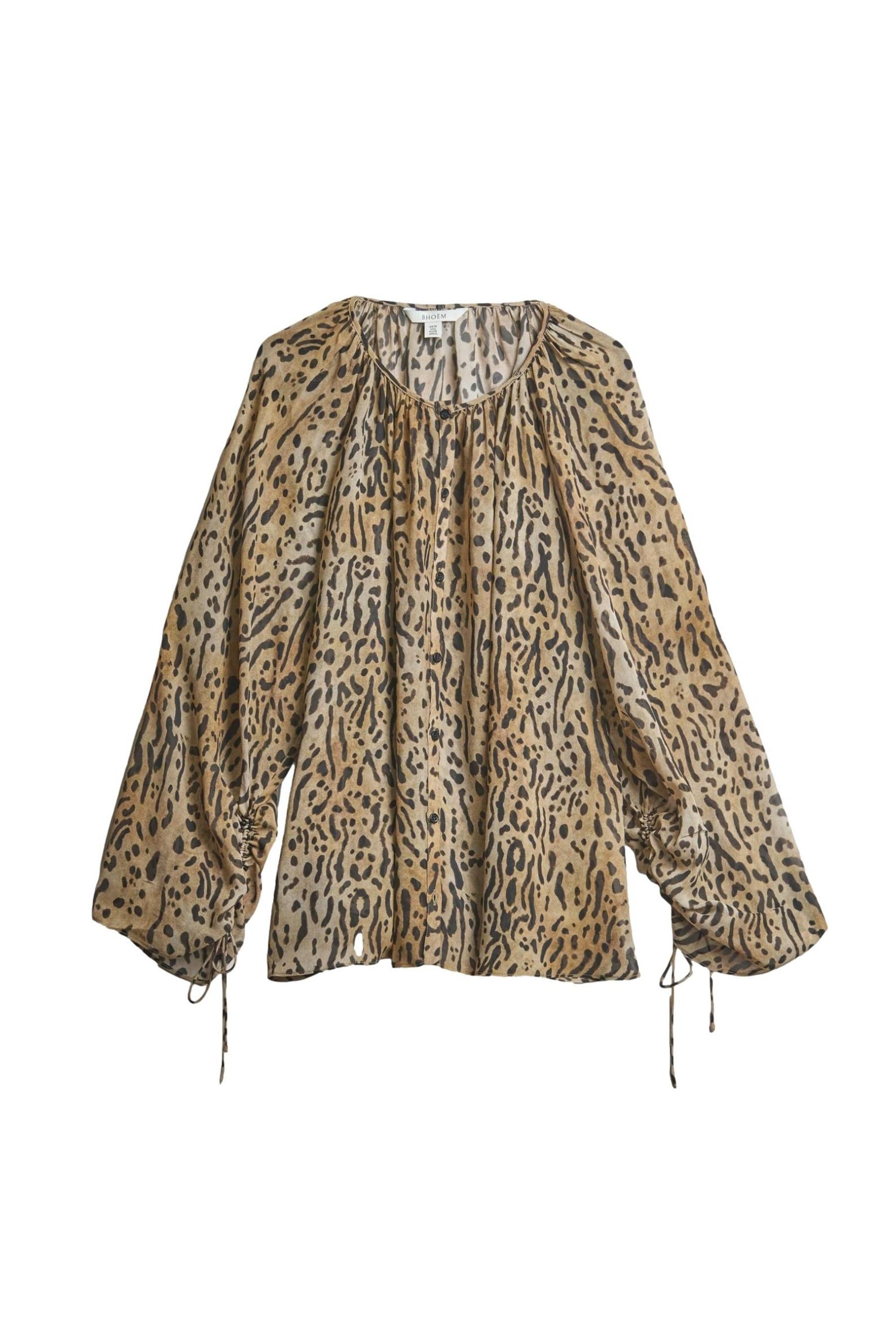Langarmbluse BHOEM Geknöpfte Bluse mit Animalprint