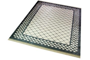 Teppich Teppich im Printdesign Teppich Wohnzimmer waschbar karo grau, Carpetia, rechteckig, Höhe: 8 mm