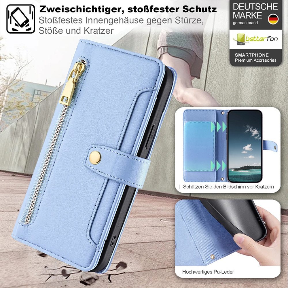 betterfon Handykette für Google mit Band Kartenfächer PU Leder Umhängetasche, Hände frei – mit Silikonhülle & Schnur für flexiblen Alltag