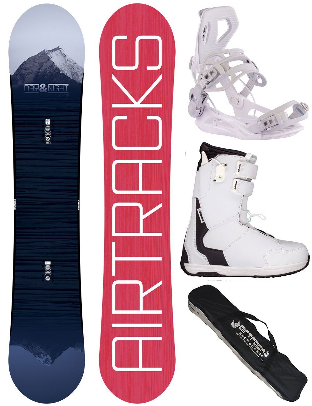 Airtracks Snowboard Damen Snowboard Set Day & Night Rocker »Mod. 22/23 (4-er Pack)