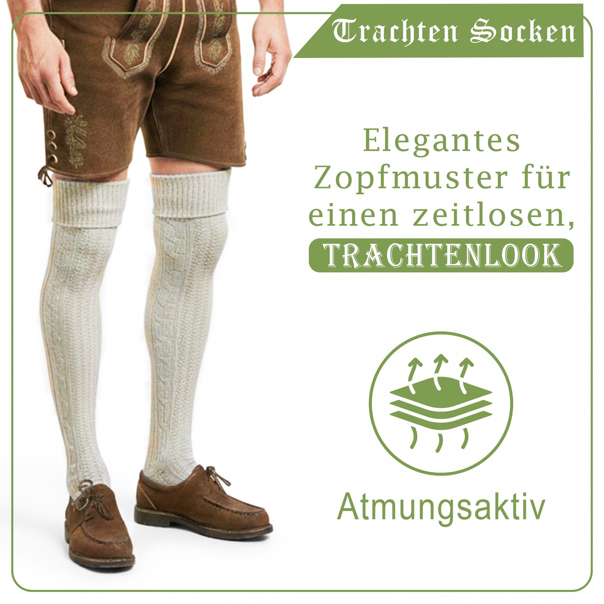 German Wear Trachtensocken ANG252 EXTRA Lange Trachtensocken Strümpfe Kniebundsocken