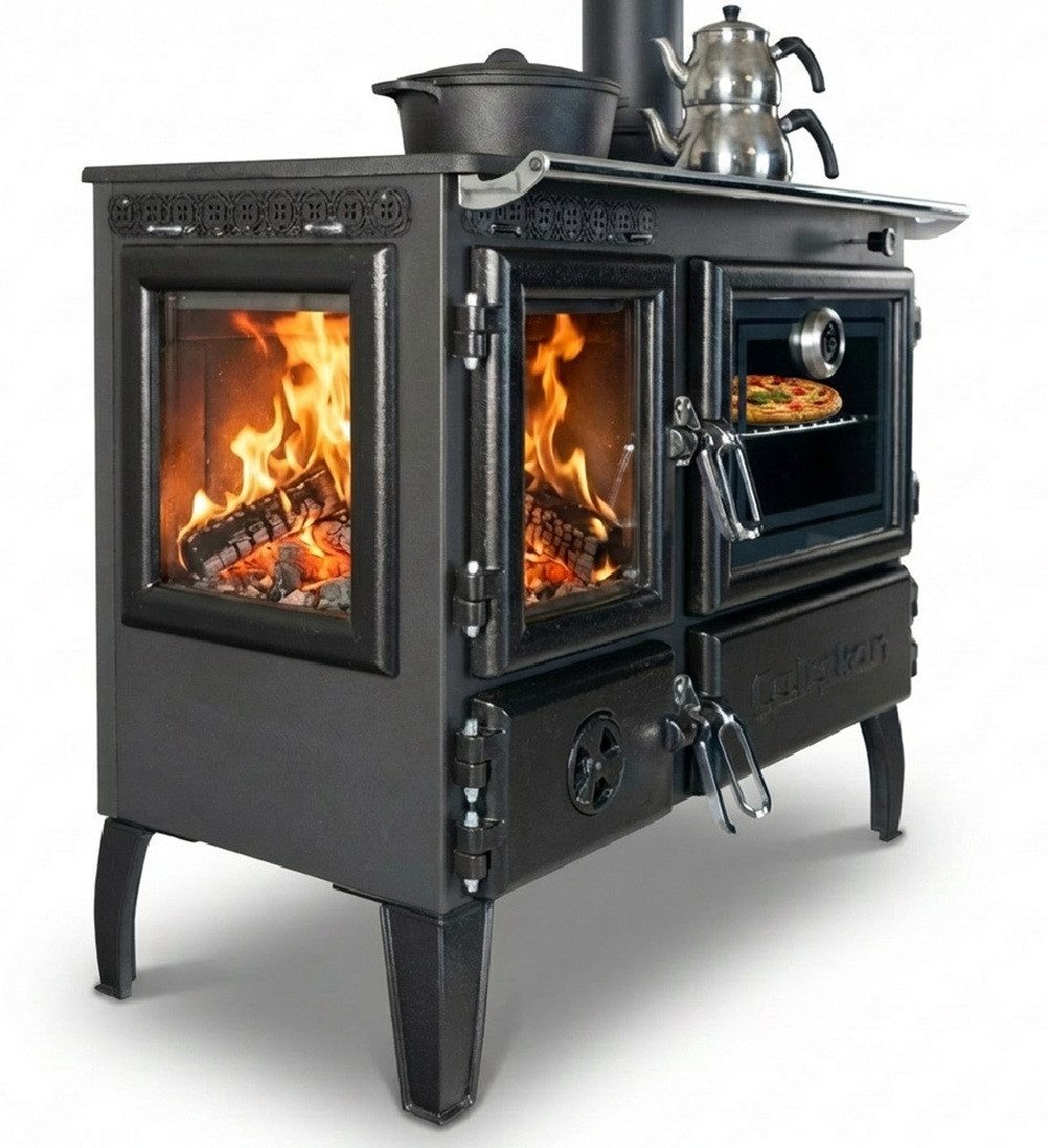 Caliskan Festbrennstoffherd Panorama-Holzherd Modell 214-3D, 6,04 kW