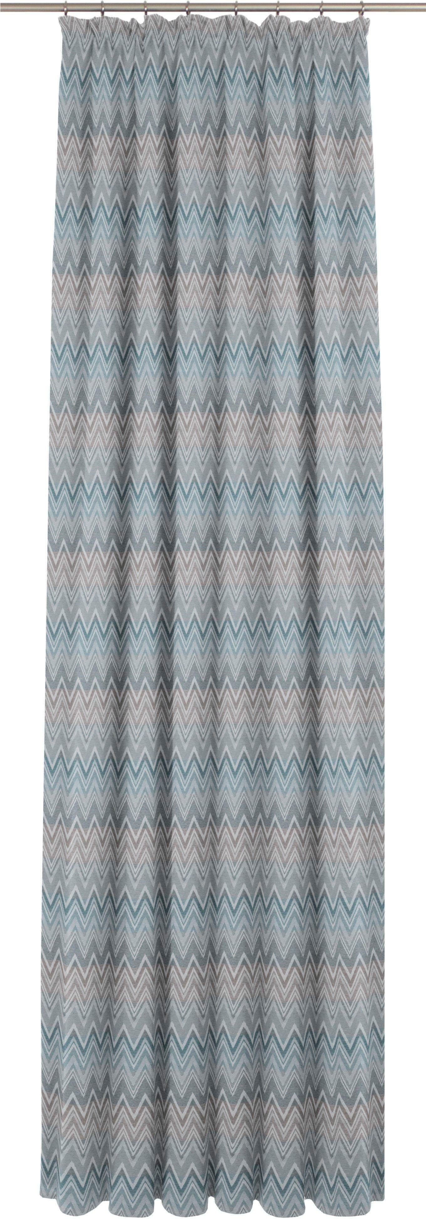 Benewitz, Kräuselband St), Vorhang blau Jacquard (1 Wirth, blickdicht,