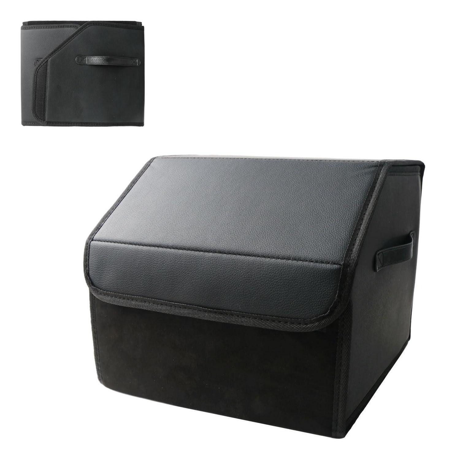LuxusKollektion Rücksitzorganizer Kofferraumtasche faltbar PU-Leder mit Griffen für Auto