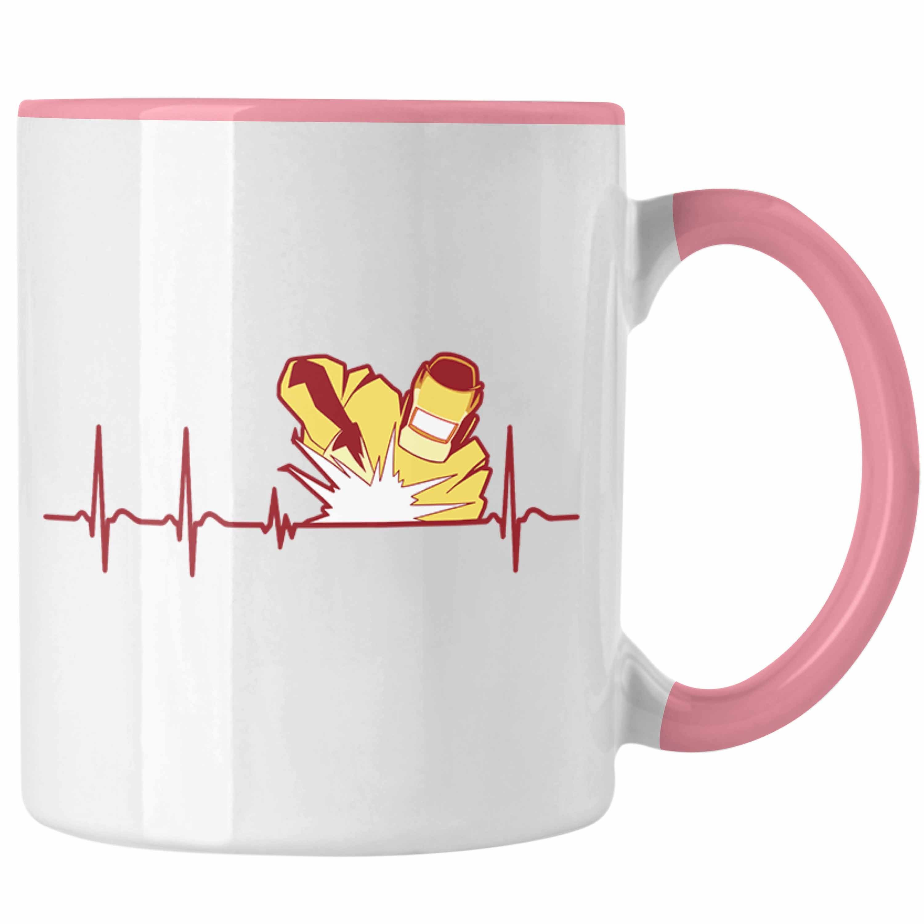 Trendation Tasse Schweißen Tasse Geschenk Schmied Schweißer Geschenkidee Grafik Herzsch Rosa | Teetassen