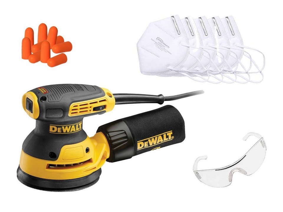 DeWalt Exzenterschleifer Set DWE6423-QS Exzenterschleifer 280 Watt, 125 mm  inklusive, max. 12000 U/min, (Spar-Set, 4 tlg)