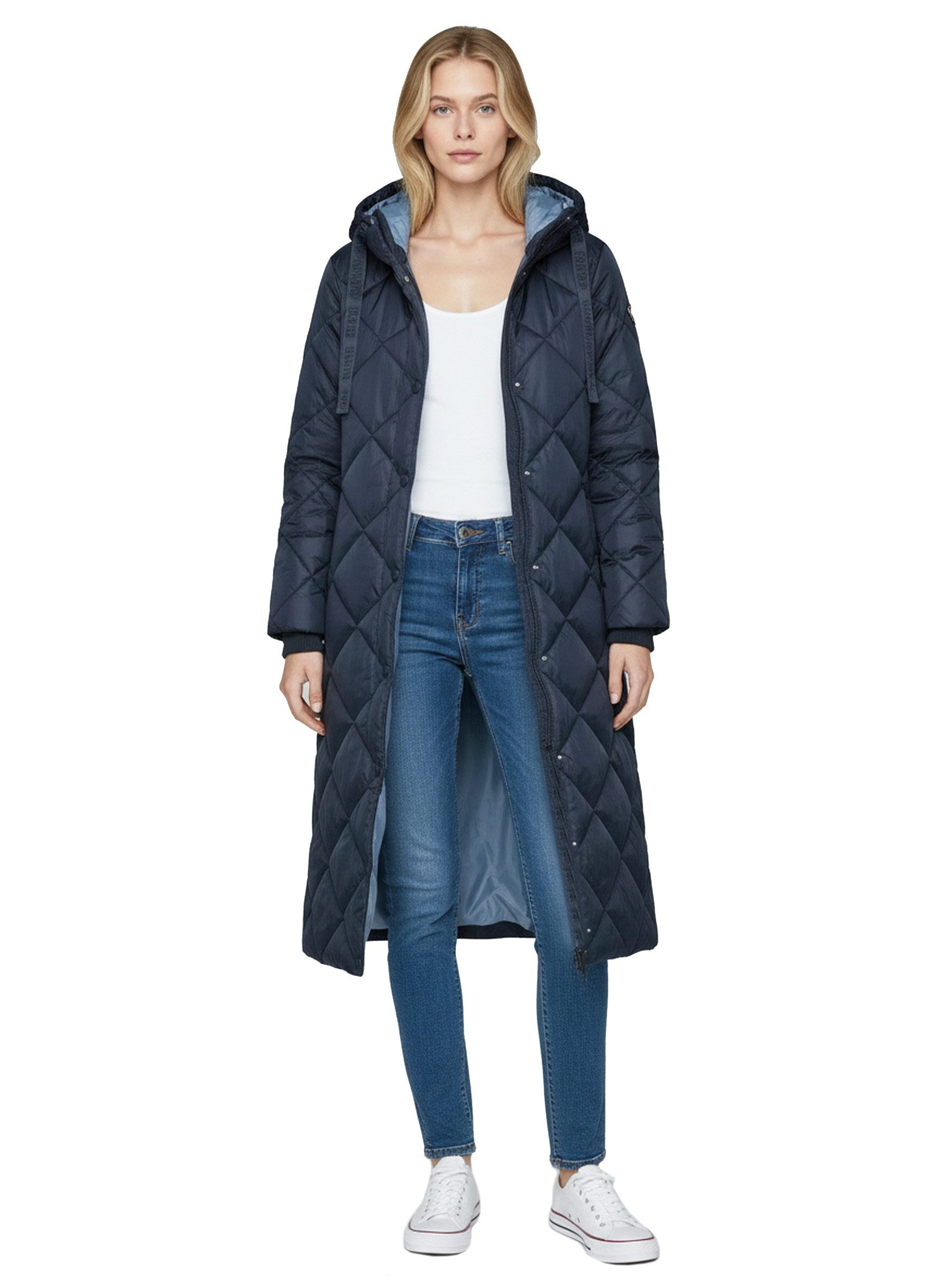 SUBLEVEL Steppjacke Damen Mantel mit Kapuze lange Winter Jacke Parka Stehkragen, Kapuze, flauschig, kuschelig, warm, Outdoor, Mantel