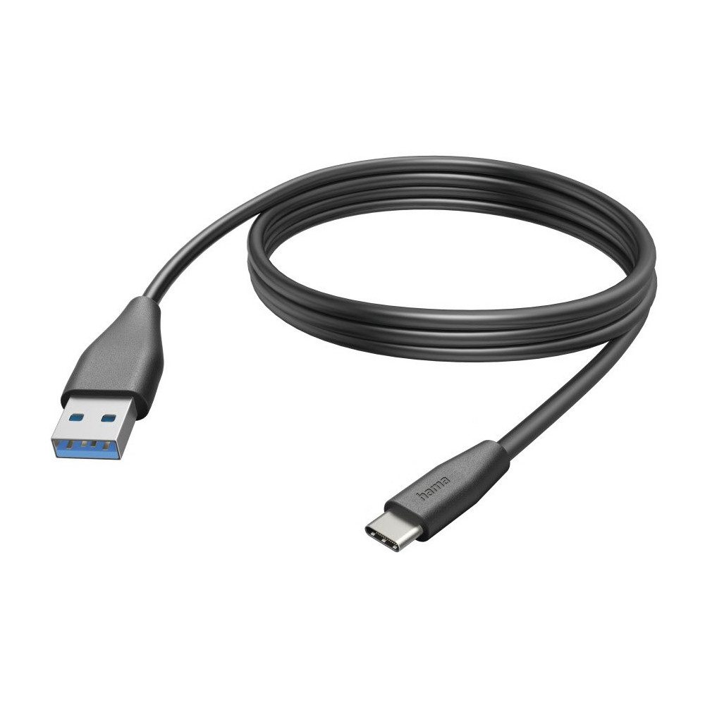 Hama Hama USB-C auf USB-A Ladekabel 3m schwarz, Datenkabel. USB-Kabel, USB-C auf USB-A, Schnellladung möglich