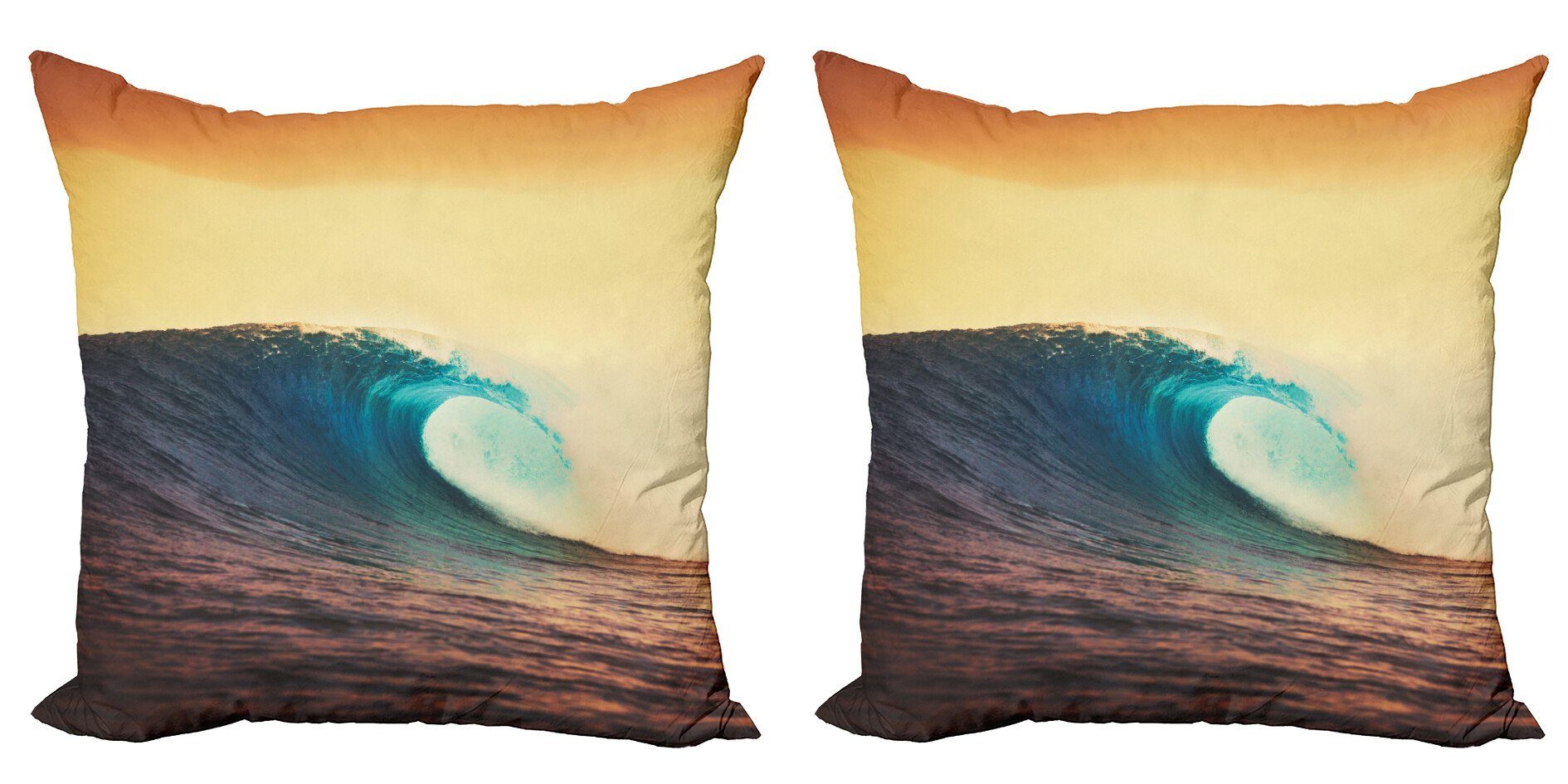 Kissenbezüge Modern Accent Doppelseitiger Digitaldruck, Abakuhaus (2 Stück), Ozean Sonnenuntergang in den warmen Farben