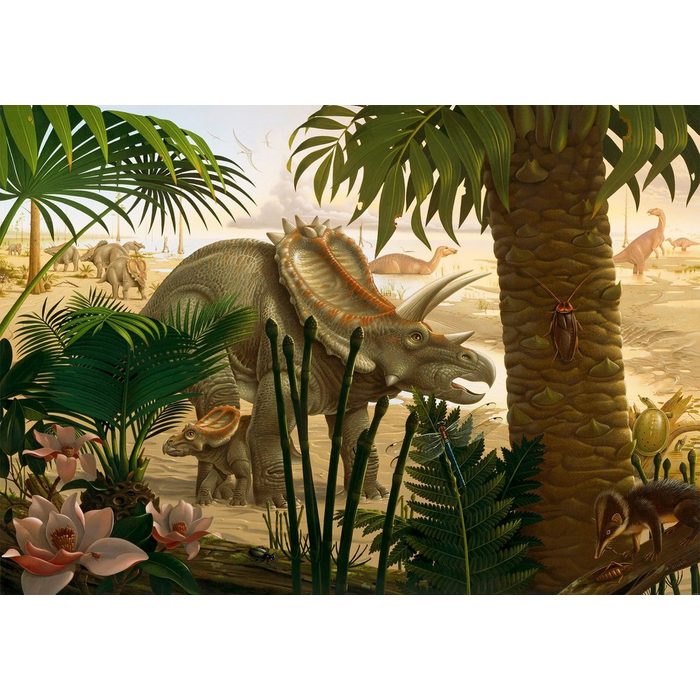 Komar Fototapete Anchieratops Jungle glatt Comic Retro bedruckt mehrfarbig BxH: 400x280 cm