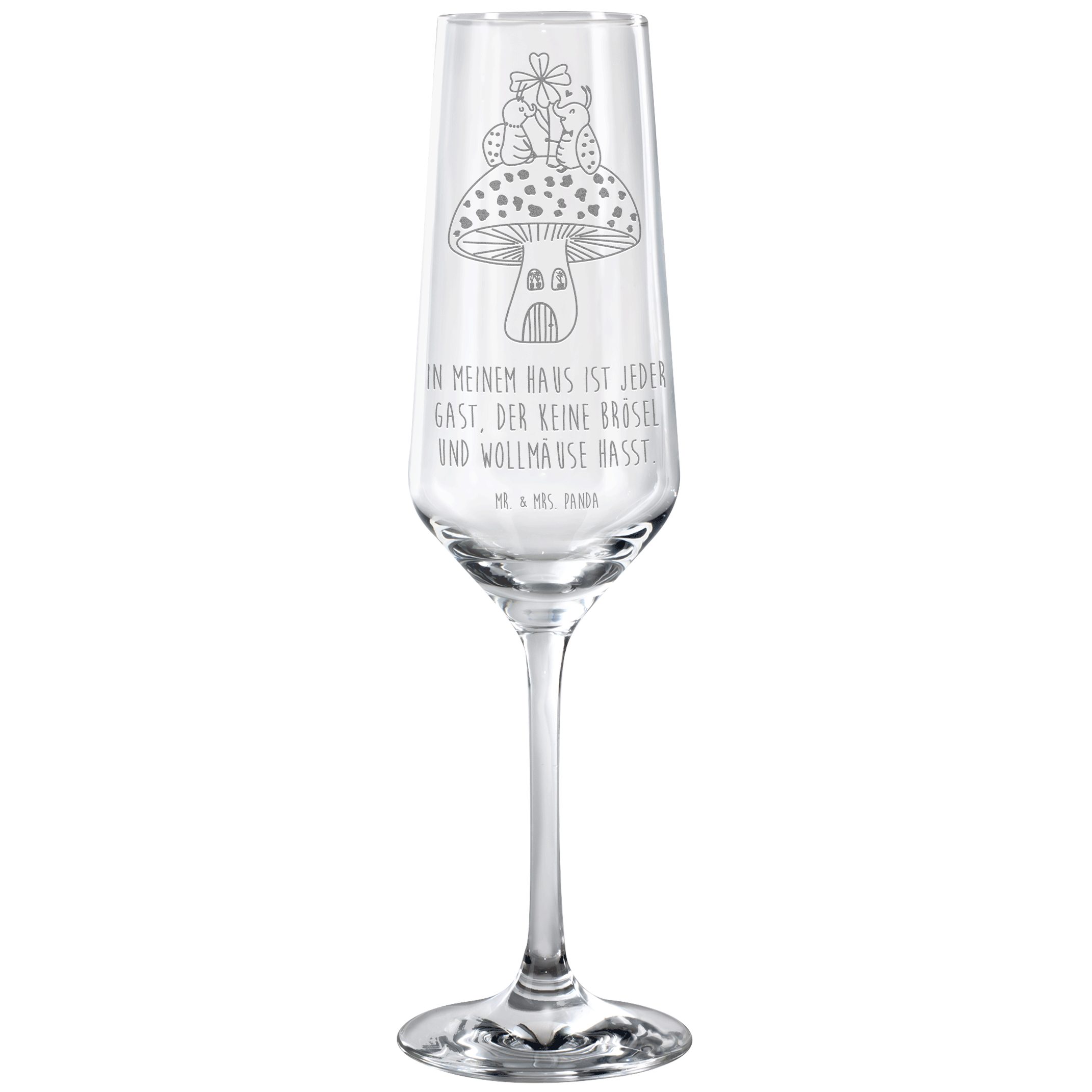 Mr. & Mrs. Panda Sektglas Marienkäfer Fliegenpilz Transparent