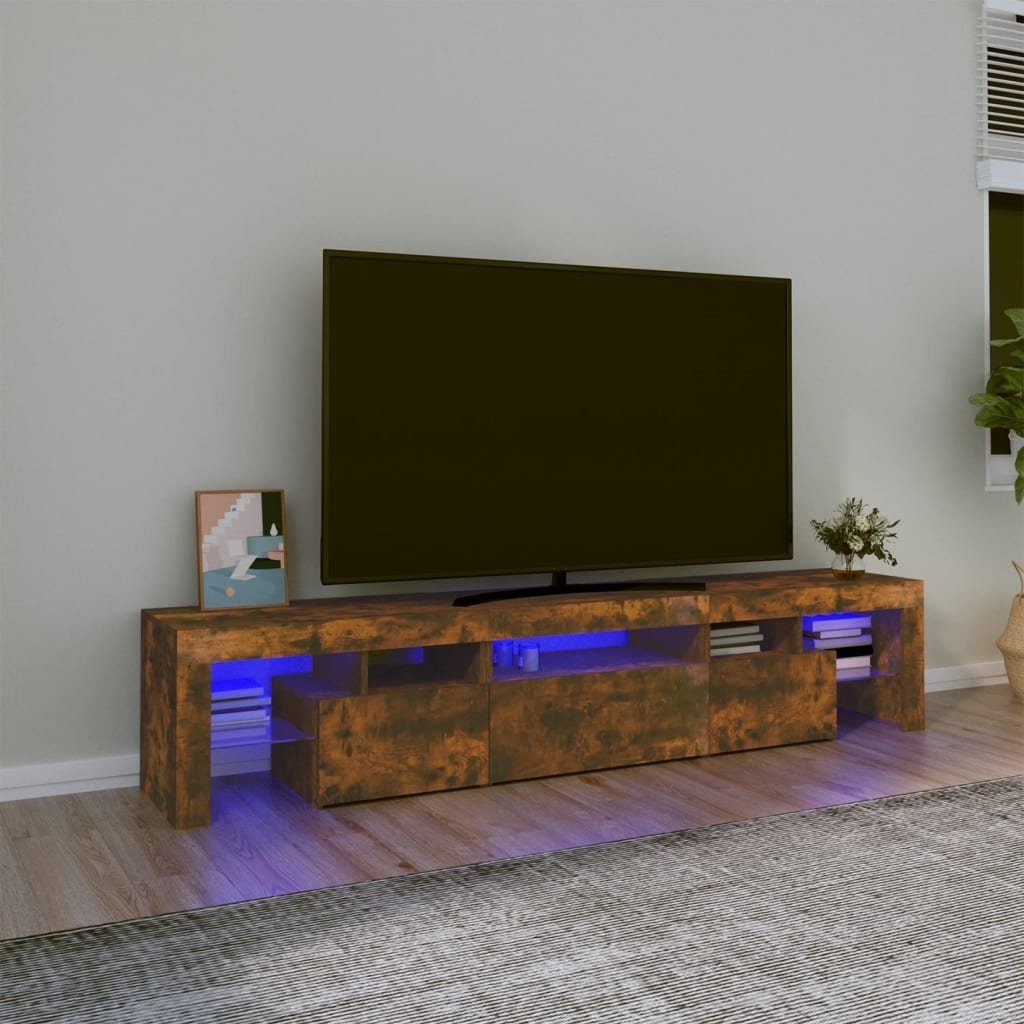 vidaXL TV-Schrank TV-Schrank mit LED-Leuchten Räuchereiche 200x36,5x40 cm (1-St)