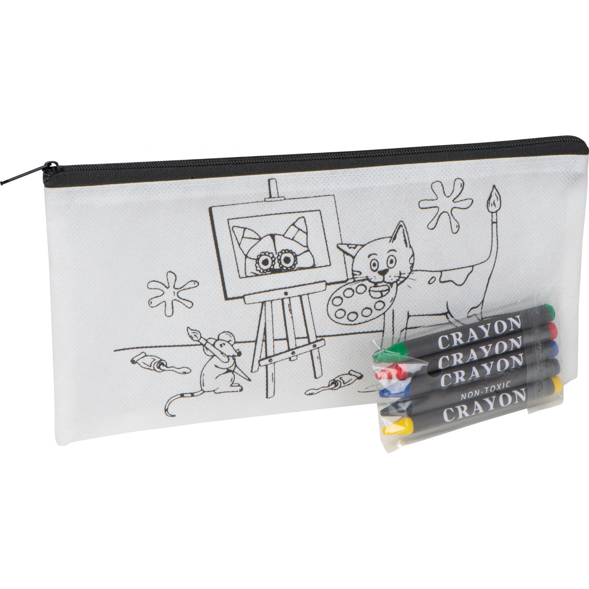 Federtasche Faulenzer / Federmappe mit 5 Wachsmalstifte zum bemalen