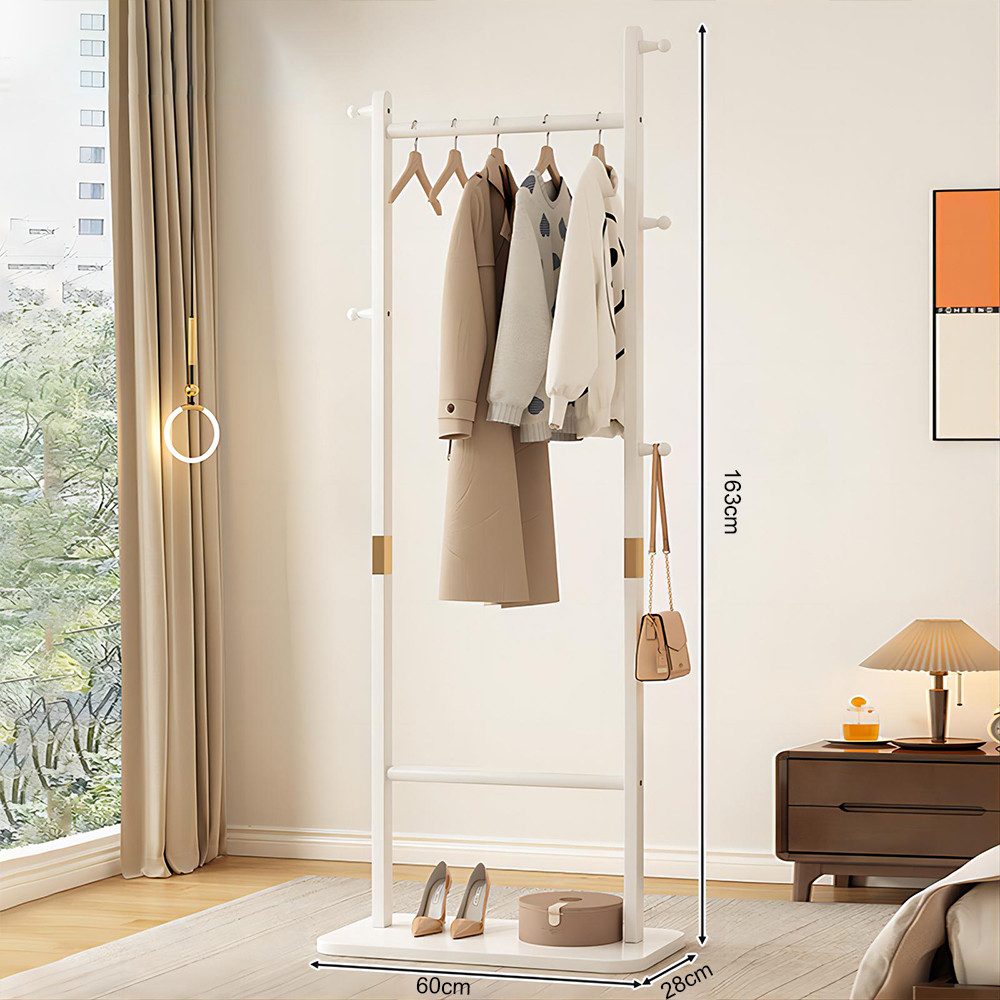 NUODWELL Garderobenständer Garderobenständer Holz Massiv mit Haken, Vertika günstig online kaufen