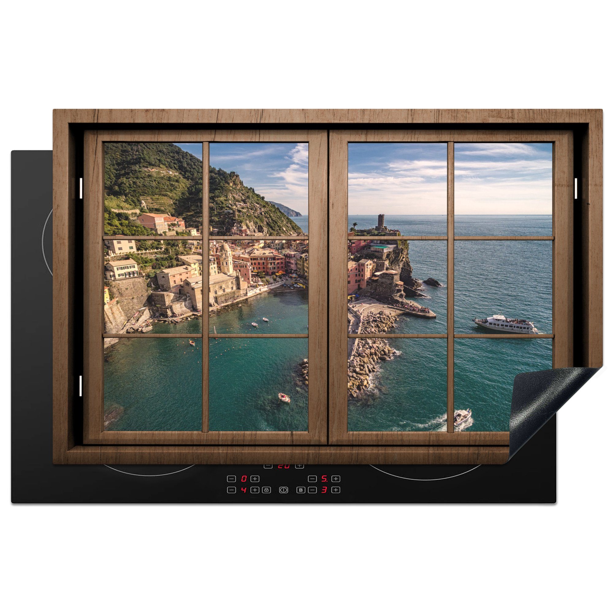 MuchoWow Herdblende-/Abdeckplatte Durchsichtig - Fenster - Insel, Vinyl, (1 tlg), 81x52 cm, Induktionskochfeld Schutz für die küche, Ceranfeldabdeckung