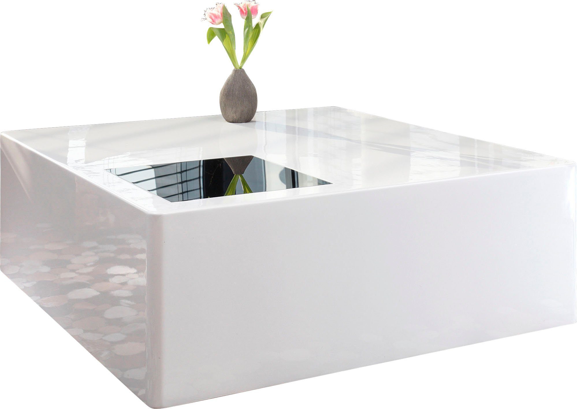 SalesFever Couchtisch, aus Quadrat Schwarzglas Mit