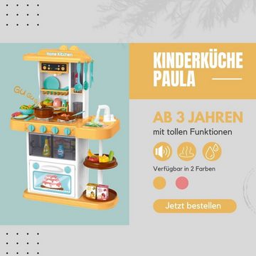 Coemo Spielküche Kunststoff, Kinderküche "Paula gelb" Herd mit Licht, Sound 38 tlg. Zubehör