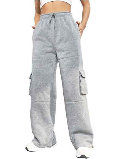 FIDDY Jogginghose Warme weite Jogginghose für Damen, lockere warme elastische Taschen