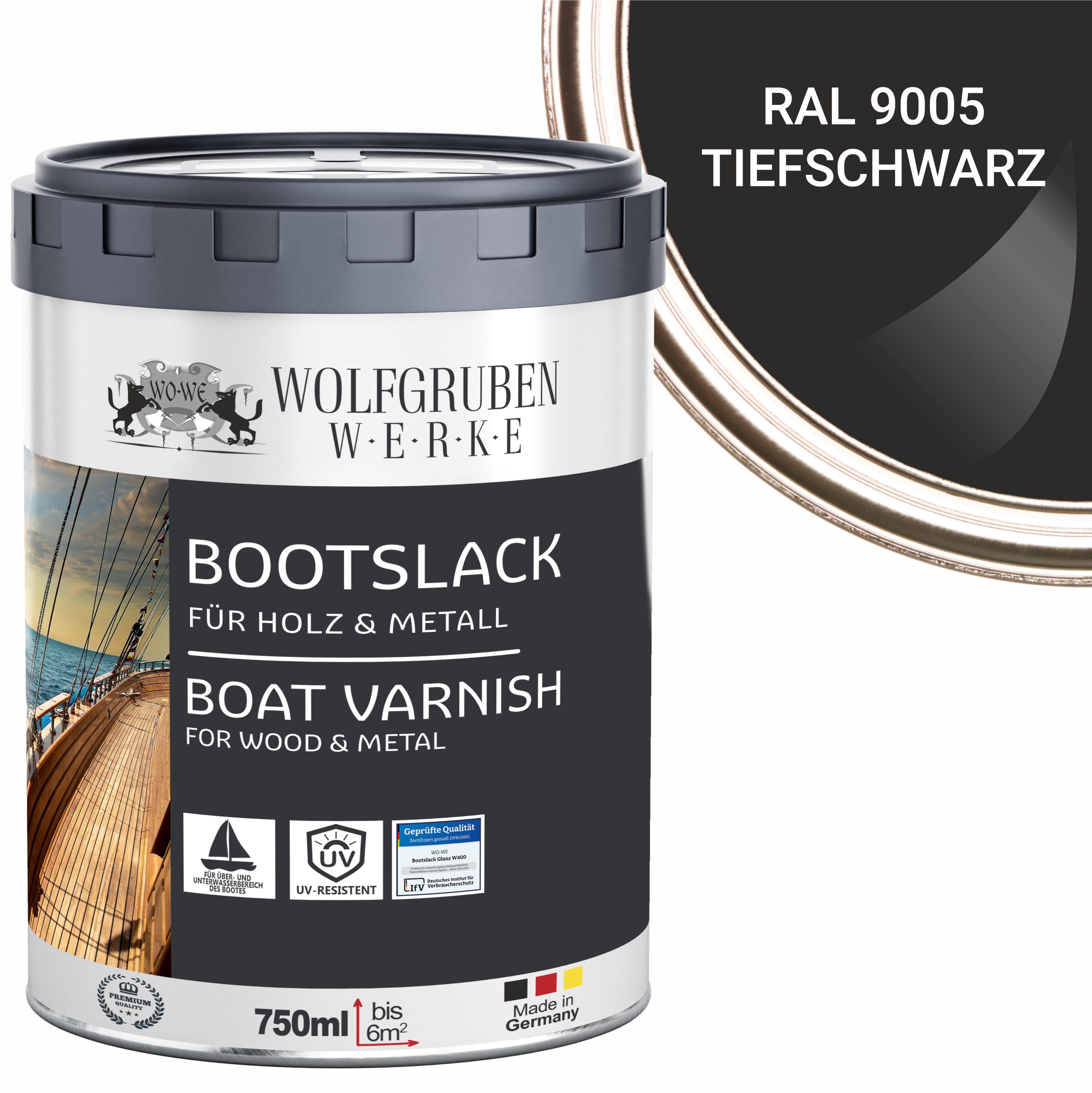 WO-WE Lack Bootslack Schiffslack Parkettlack Yachtlack W400, 0,75-5L, Seidenglänzend, Lösemittelbasis