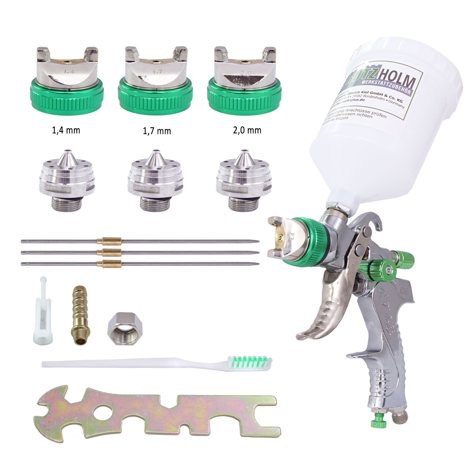 TRUTZHOLM Lackierpistole HVLP Lackierpistole 3 Edelstahldüsen 1,4mm 1,7mm 2 günstig online kaufen