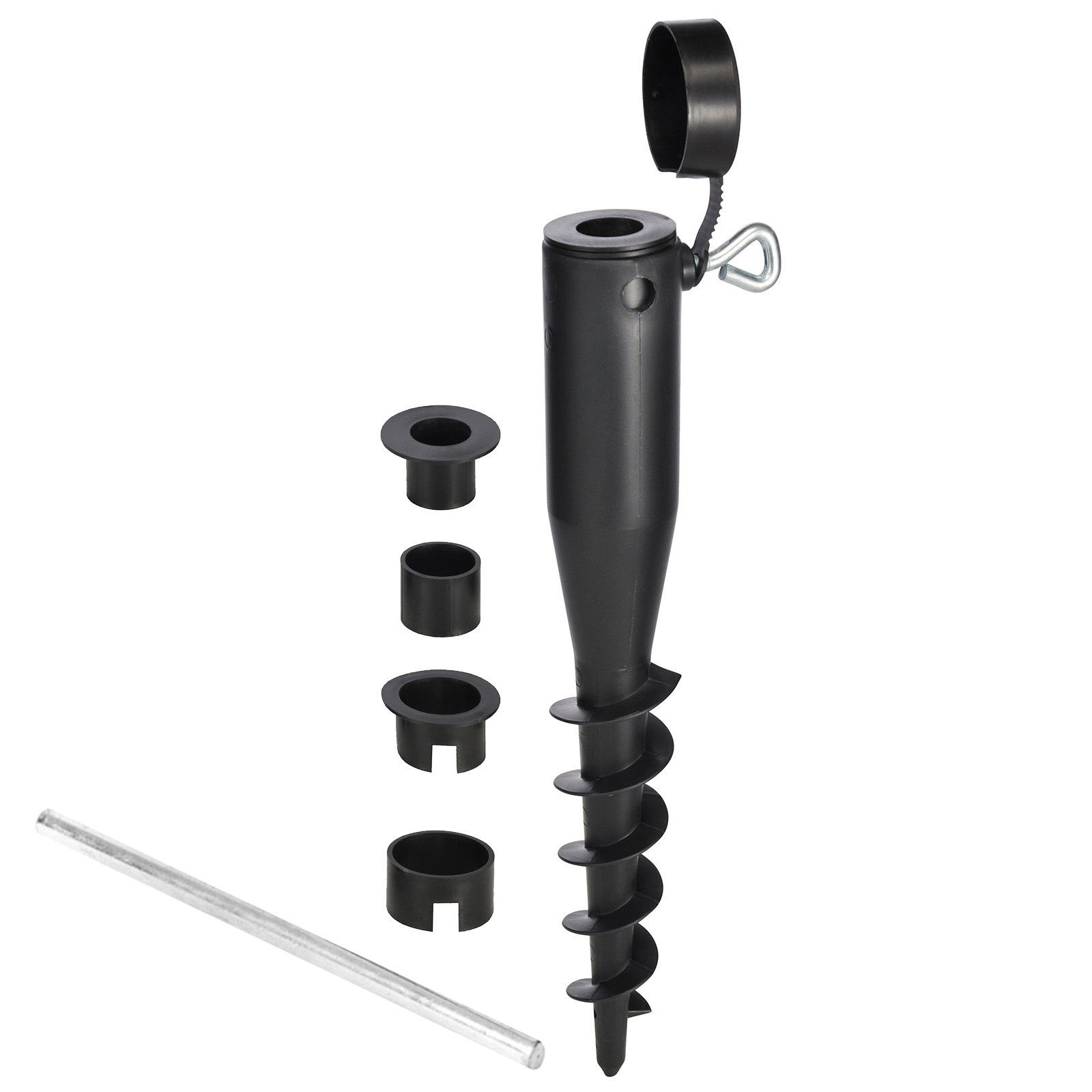 HI Zelthering Bodenhülse Bodeneinsteckhülse Bodendübel, Erdspieß Rasendorn Sonnenschirm 40 cm