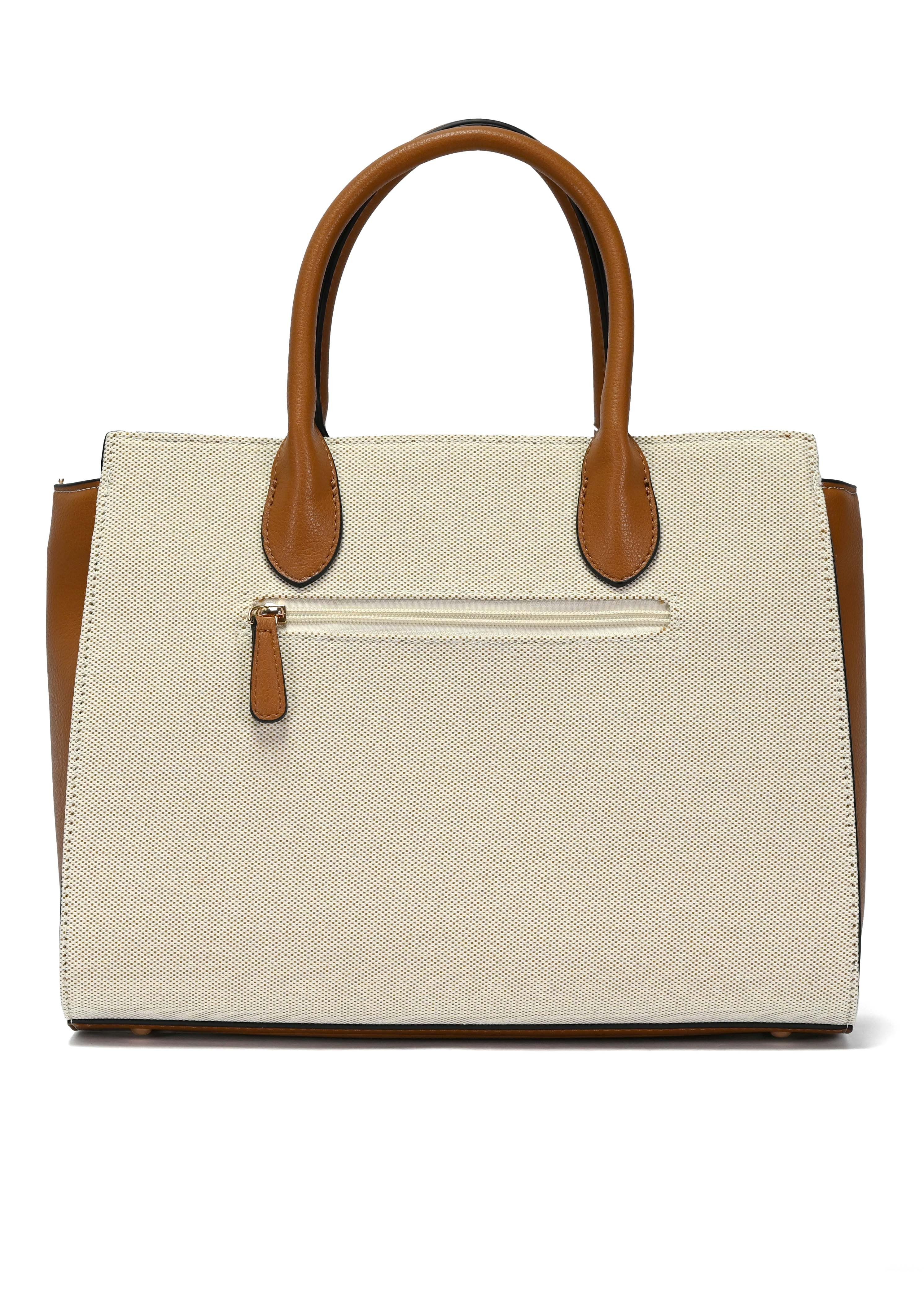 L. CREDI Henkeltasche L.CREDI Damen-Henkeltasche REA beige-mix (1-tlg), mit geräumigem Hauptfach