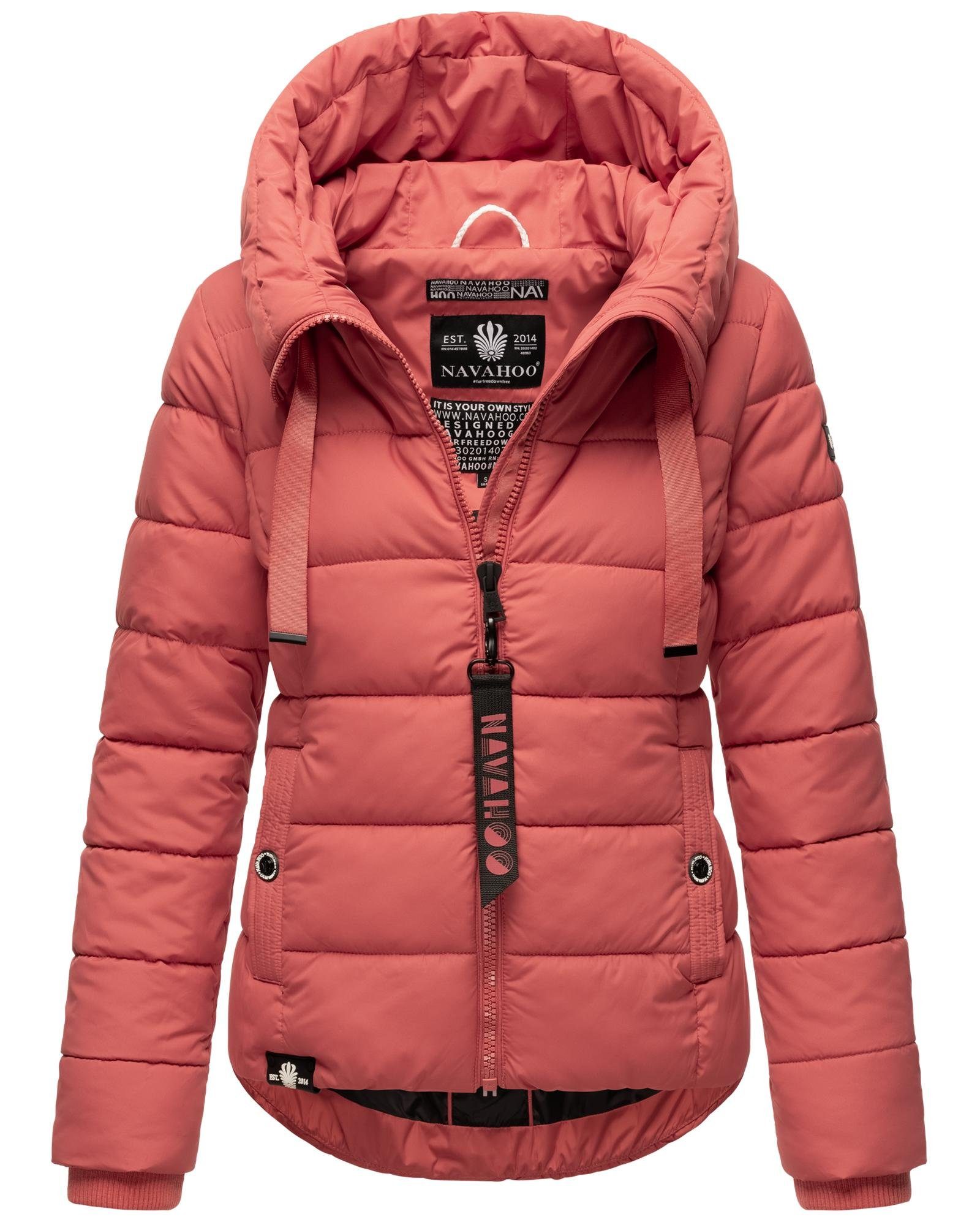 Navahoo Steppjacke Amayaa stylische mit Winterjacke Applikationen Damen coolen hellrot