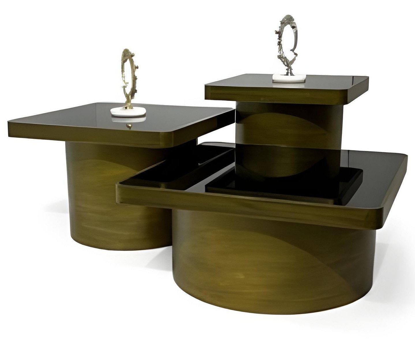 Xlmoebel Satztisch XLMOEBEL Wohnzimmertisch Set aus Holz in einfarbigem Grün, Made in Europa