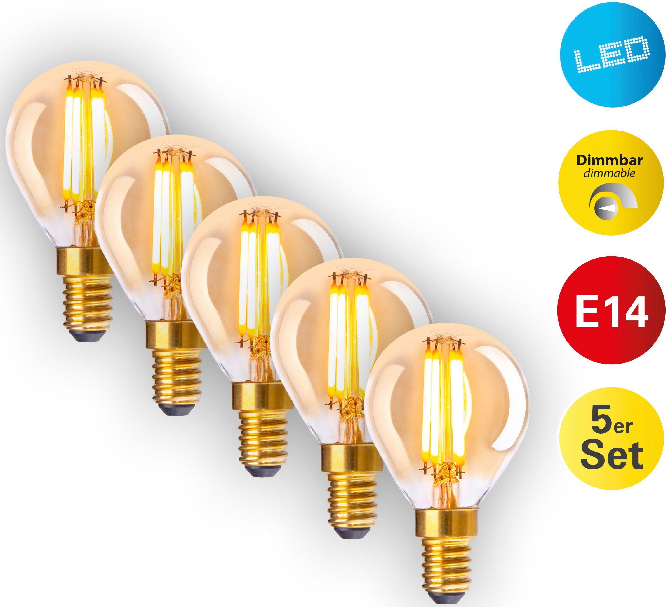 näve LED-Leuchtmittel, E14, 5 St., Warmweiß