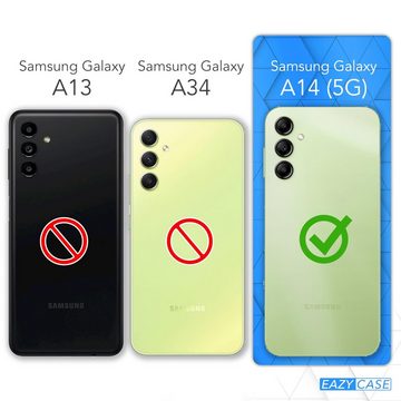 EAZY CASE Handyhülle Liquid Glittery Case für Samsung Galaxy A14 (5G) 6,6 Zoll, Durchsichtig Back Case Handy Softcase Silikonhülle Glitzer Cover Gold