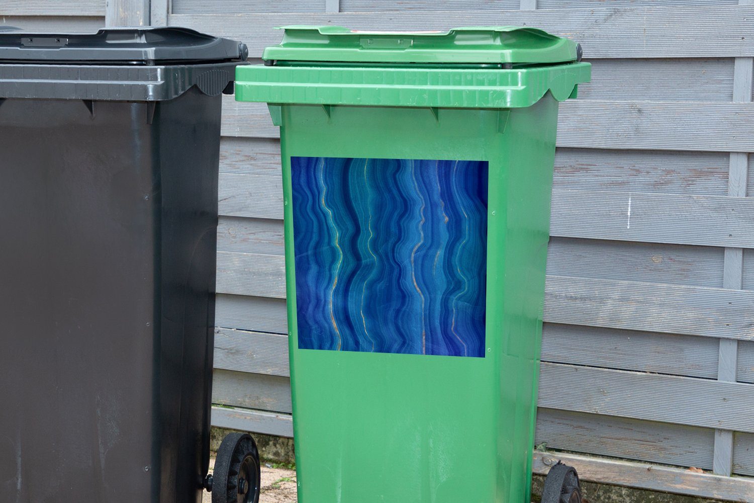 St), - Mülleimer-aufkleber, Blau - MuchoWow (1 Wandsticker Mülltonne, Achat-Geode Edelsteine Abfalbehälter Sticker, Container,