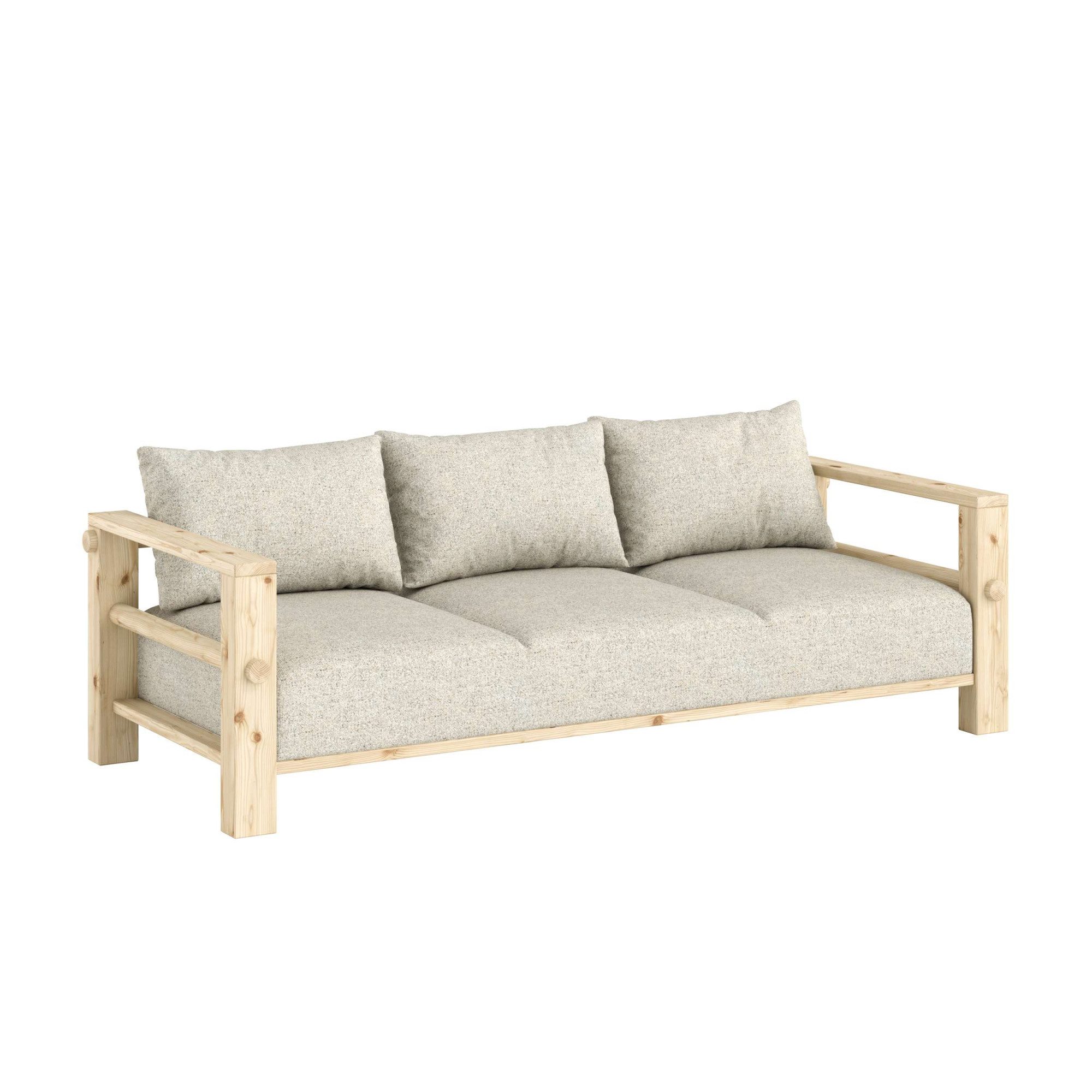 Karup Design Sofa Bare Sofa, Schlafsofa mit Boxspring, 3-Sitzer, Couch, Bettfunktion, Boxspring-Matratze mit Sprungfedern, 3 Rückenkissen, Made in Europe