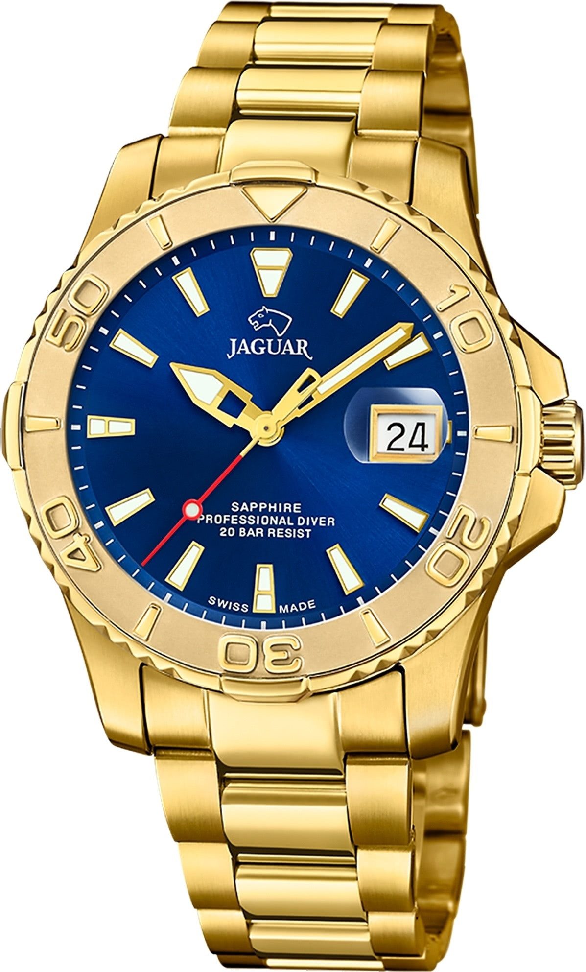 Quarzuhr Jaguar Herrenuhr Edelstahl gold Jaguar Pro