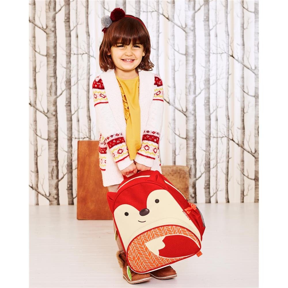 Skip Hop Kinderrucksack Zoo Fuchs Ferguson, für Kleinkinder, Kindergartenrucksack, mit Namensschild, Rot