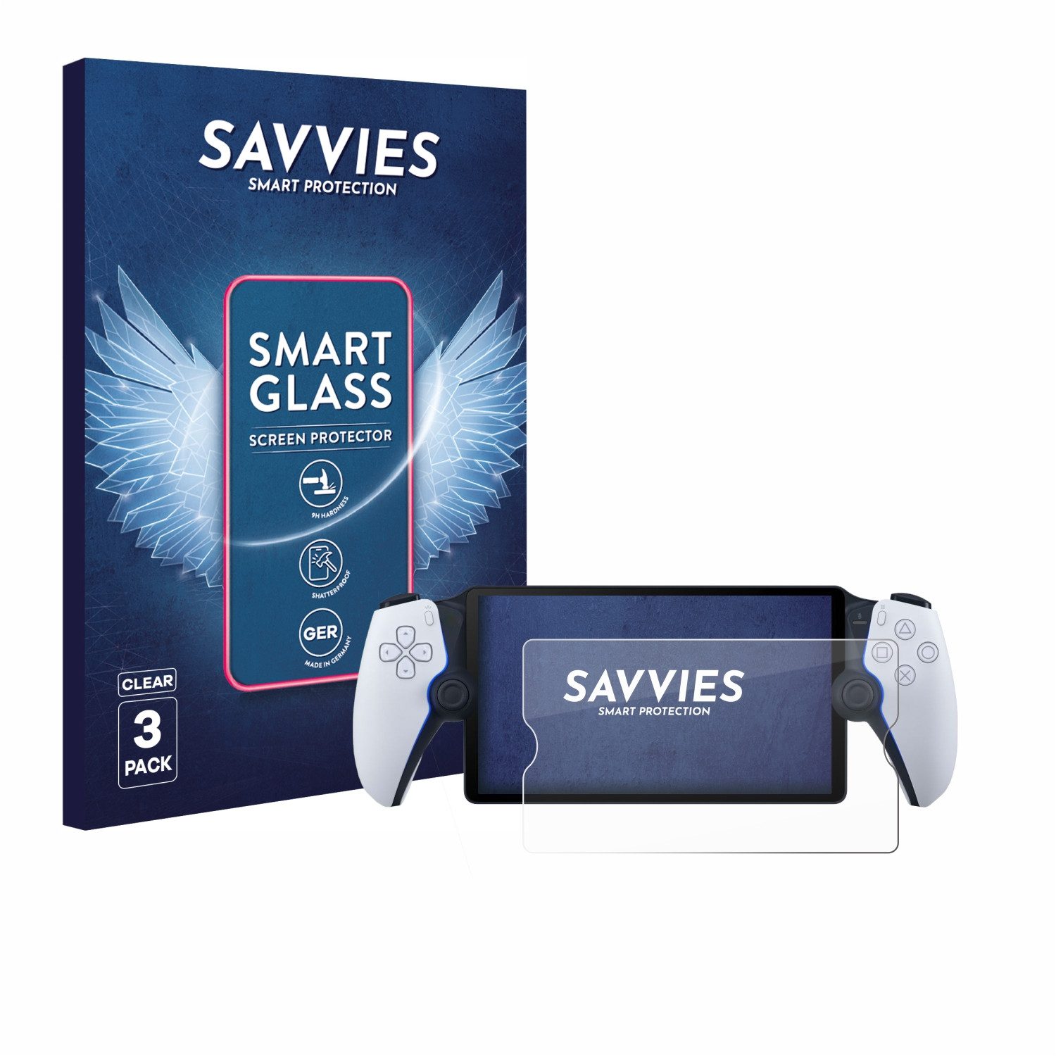 Savvies Displayschutzglas Schutzglas Panzer für Sony Playstation Portal, 3 Stück, Schutzfolie Display Schutz Glas Folie klar