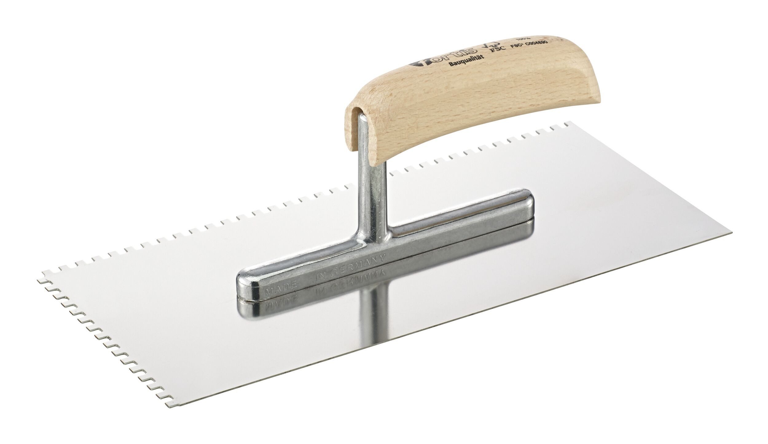 fortis Glättekelle 280 x 130 mm gezahnt 4 x 4 mm rostfrei