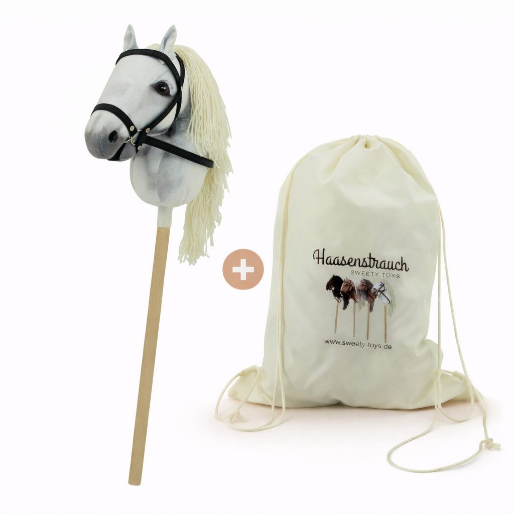 Haasenstrauch Steckenpferd Haasenstrauch Sweety Toys Hobbyhorse weiß mit Transportbeutel