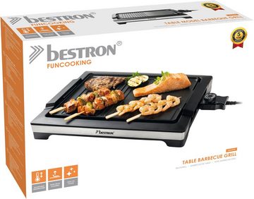 bestron Tischgrill ABBQ2000S, 2000 W, herausnehmbare Teppanyaki und gerillte Grillplatte antihaftbeschichtet