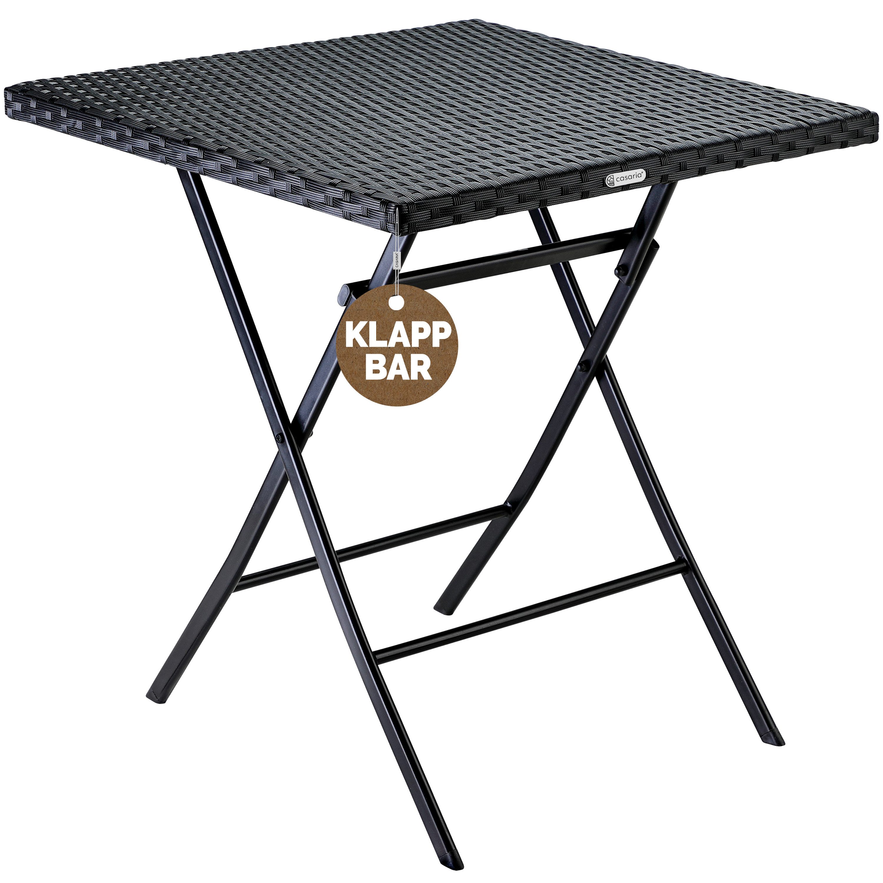 Casaria Klapptisch Rom (1-St), Polyrattan 65x65cm Platzsparend Klappbar Tragbar 60kg Belastbarkeit