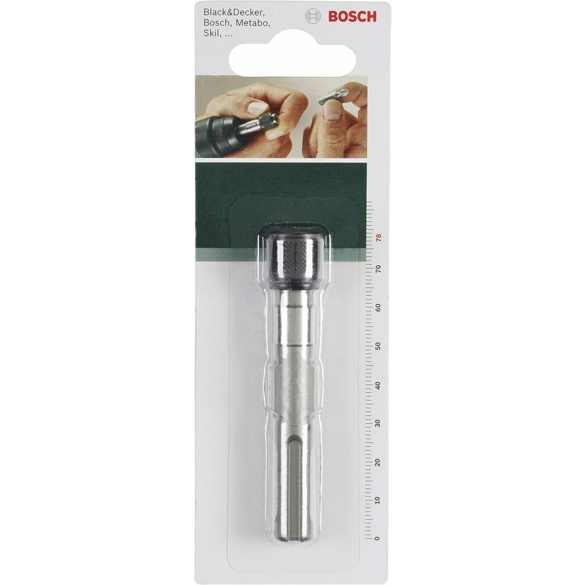 BOSCH Bohrer- und Bitset Bosch Universalhalter 78 mm SDSplus Aufnahmeschaft mit Dauermagnet