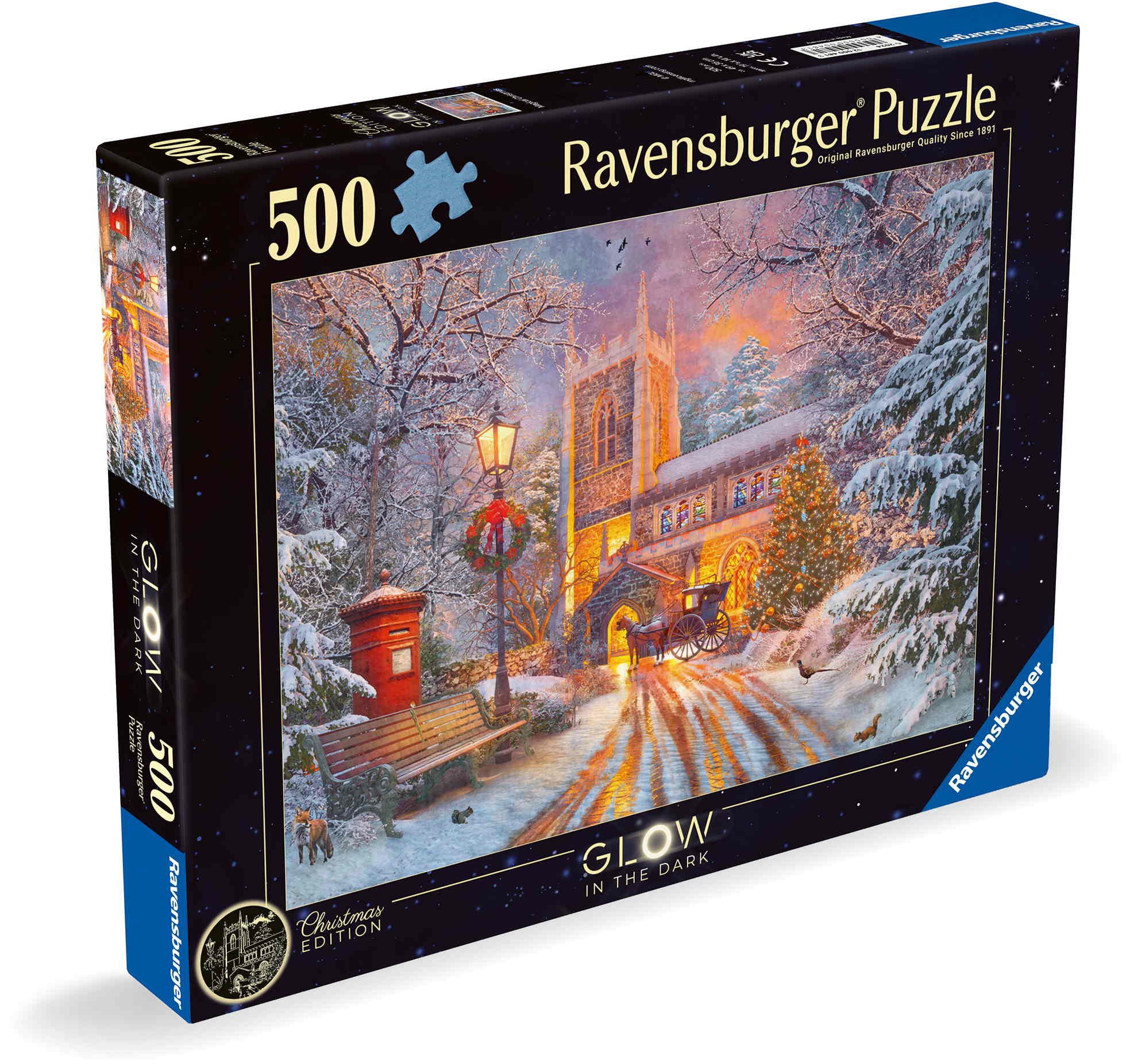 Ravensburger Puzzle 500 Teile Puzzle Glow in the dark Funkelnde Weihnachten 12000481, 500 Puzzleteile