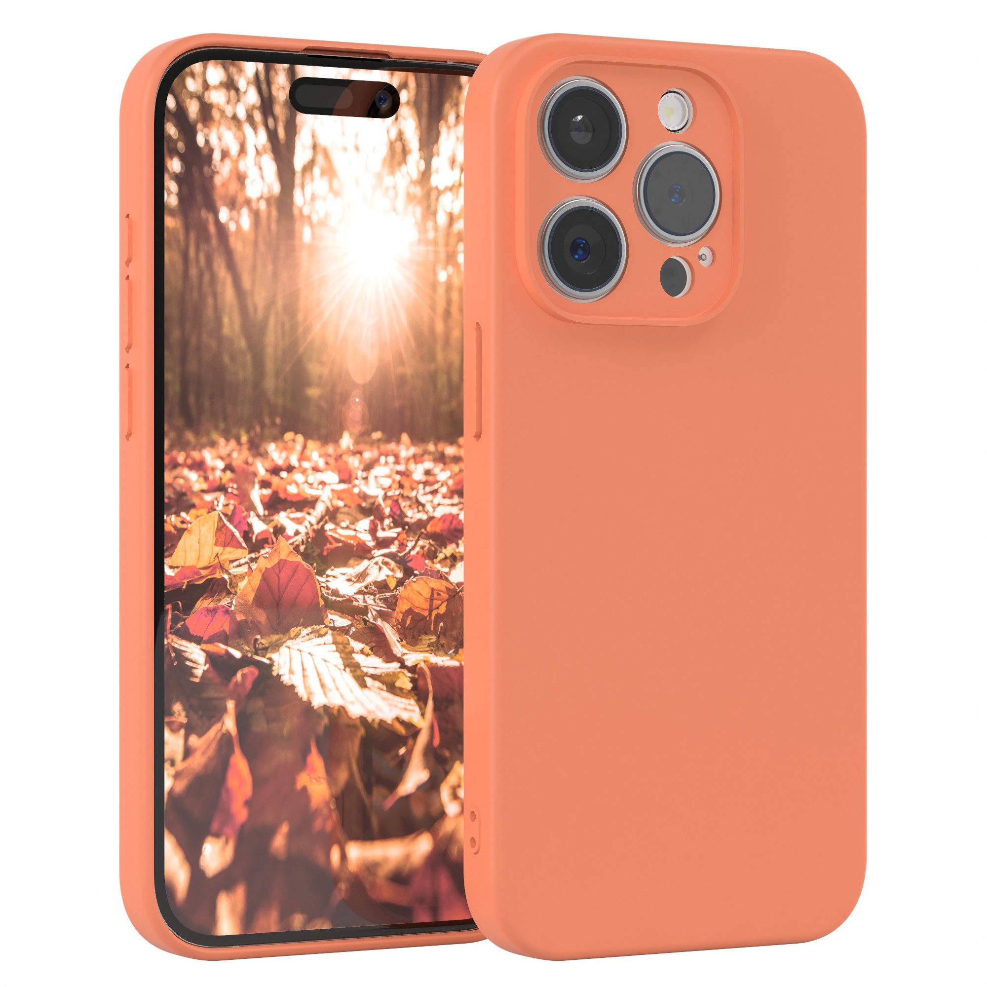 EAZY CASE Handyhülle für Apple iPhone 15 Pro Hülle Silikon 6,1 Zoll, Schutzhülle mit Kameraschutz Telefonhülle elastisch Bumper tpu Orange
