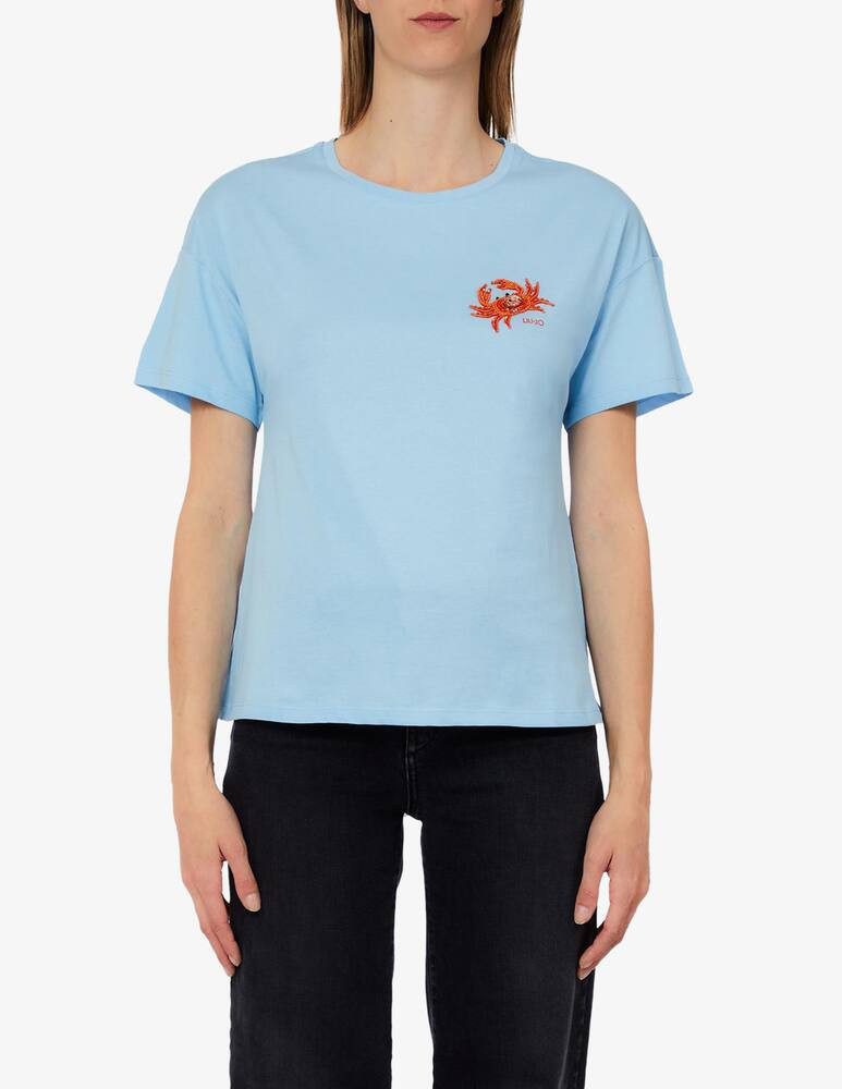 Liu Jo Shirtjacke - T-Shirt Damen - Blaues Shirt - Shirt mit Krabben-Motiv